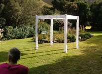 Bridal canopy draped with covered roof